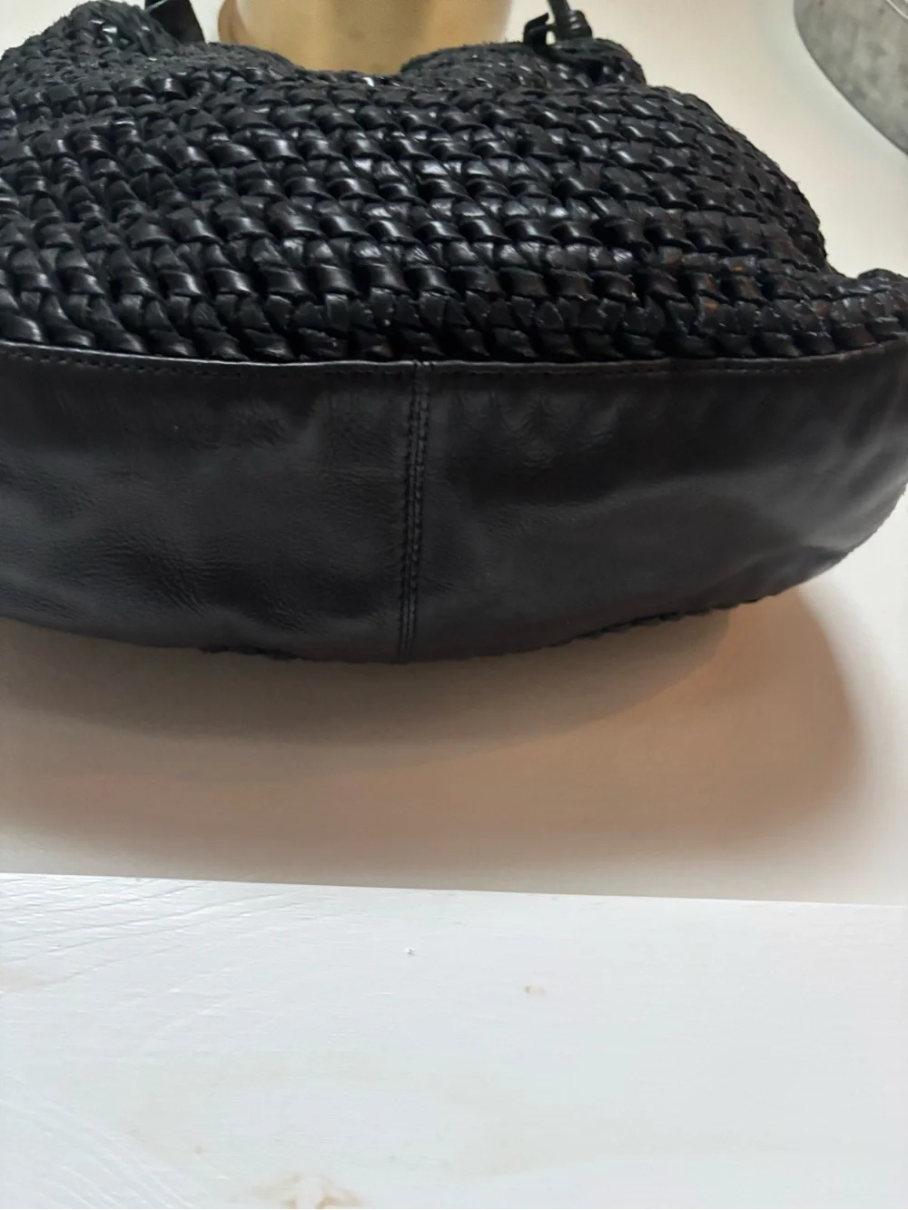 Woven Leather Hobo Bag with weaved handles